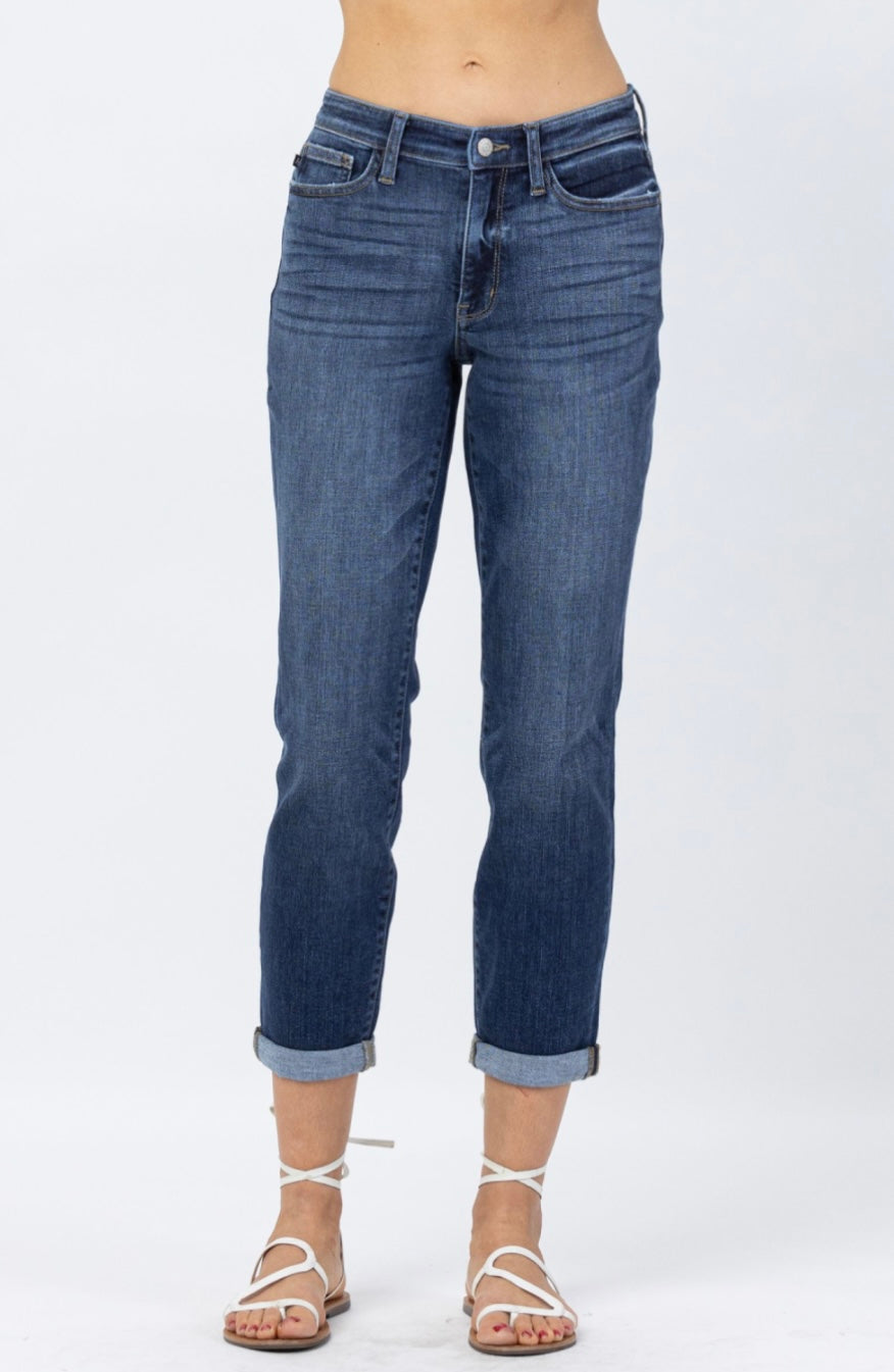 Judy Blue Midrise Cuffed Boyfriend Jean