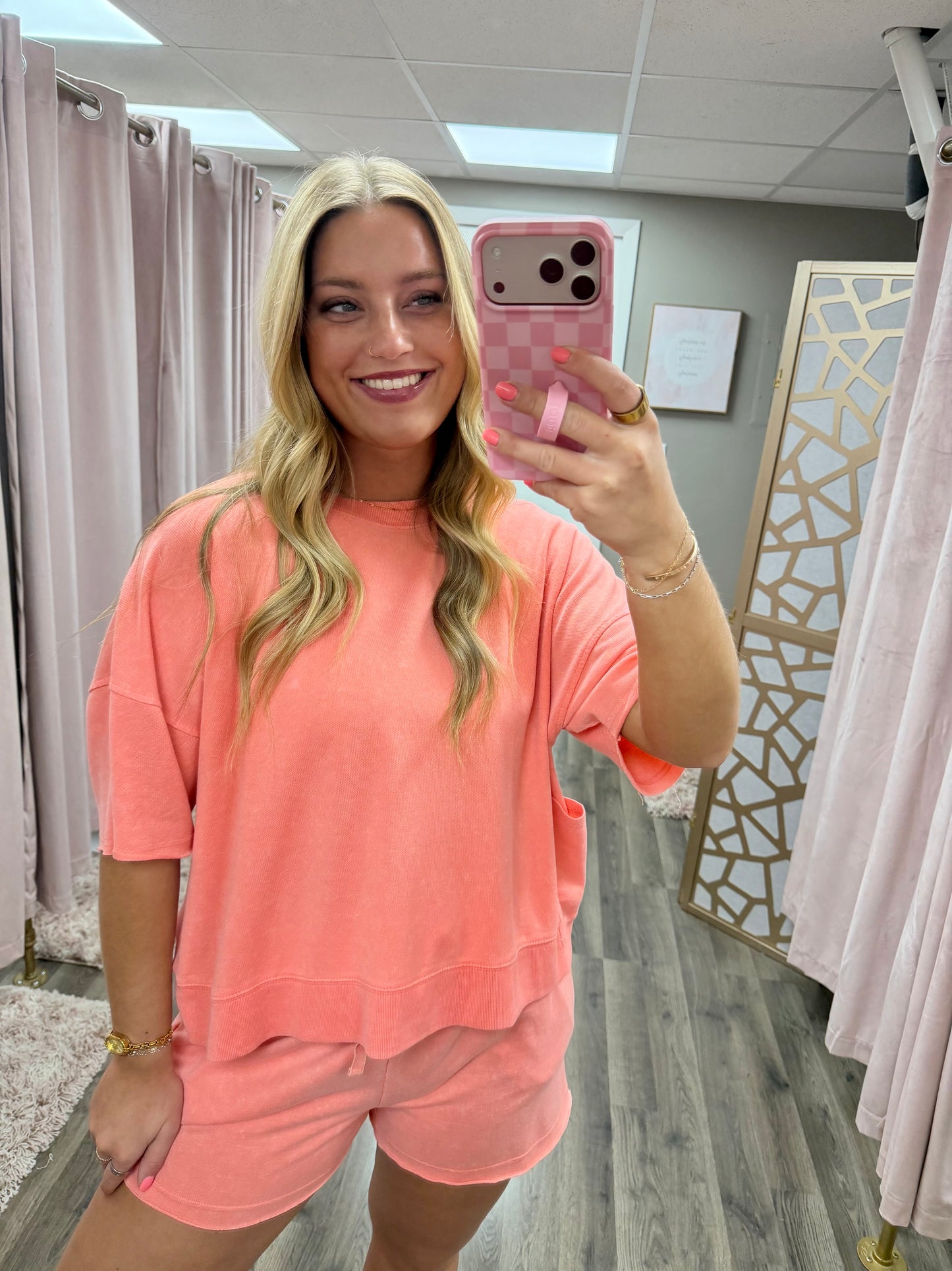 Mineral Wash Casual Tee & Short Set
