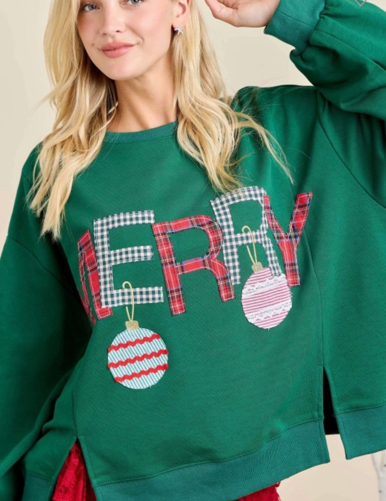 Merry Patchwork Oversized Crewneck