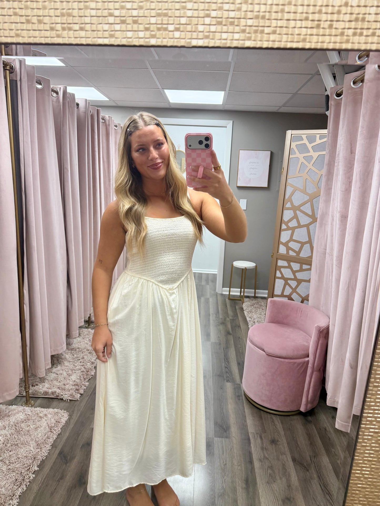 Smocked Spaghetti Strap Midi Dress