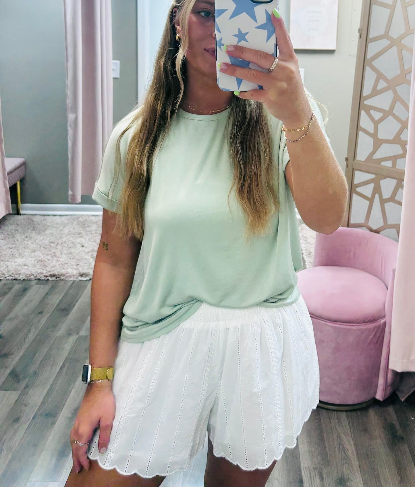 Scallop Edge Eyelet Shorts