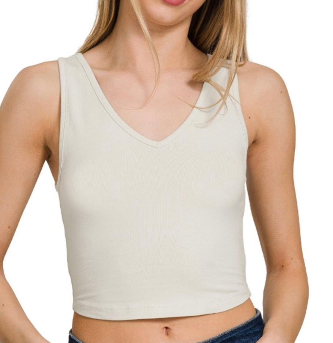 Cotton V Neck Crop Tank