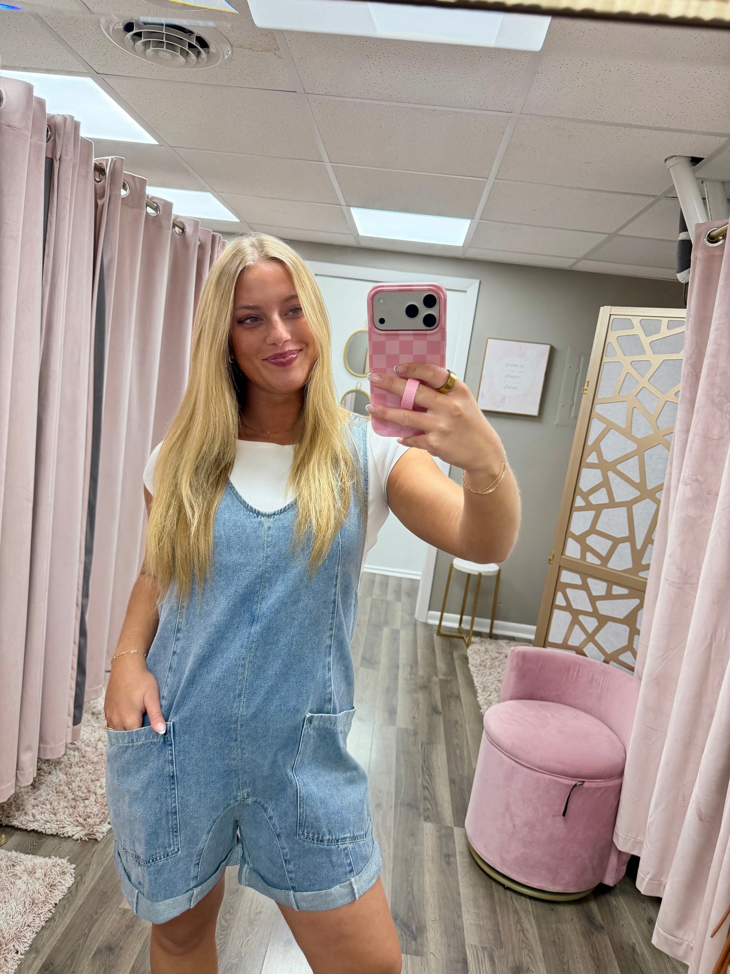Sleeveless Overall Denim Romper