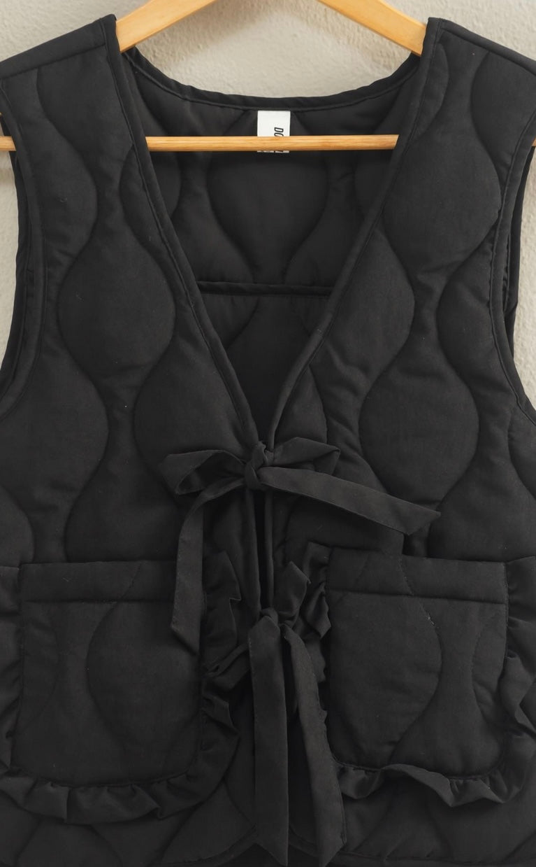 Quilted Vest with Tie Front