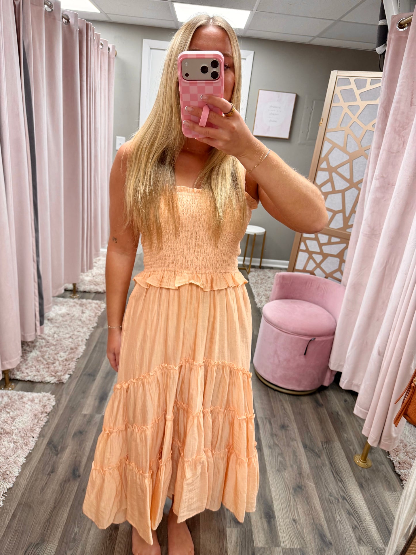 Square Neck Smocked Dress