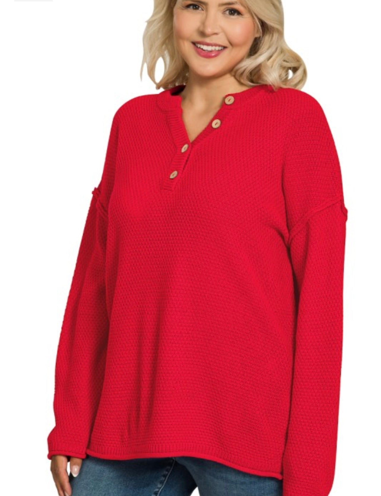 Four Button Henley Sweater