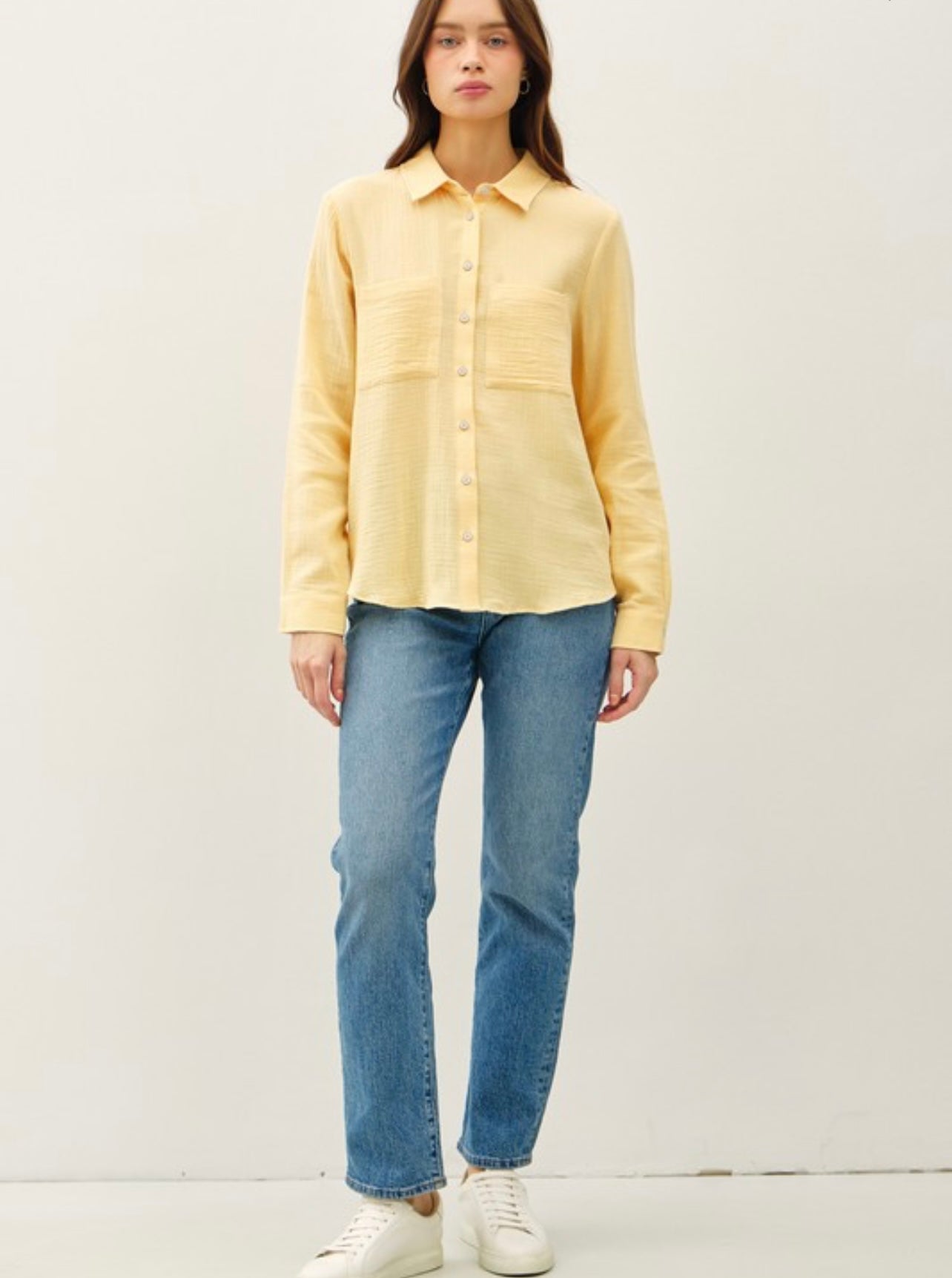 Gauze Long Sleeve Button Up