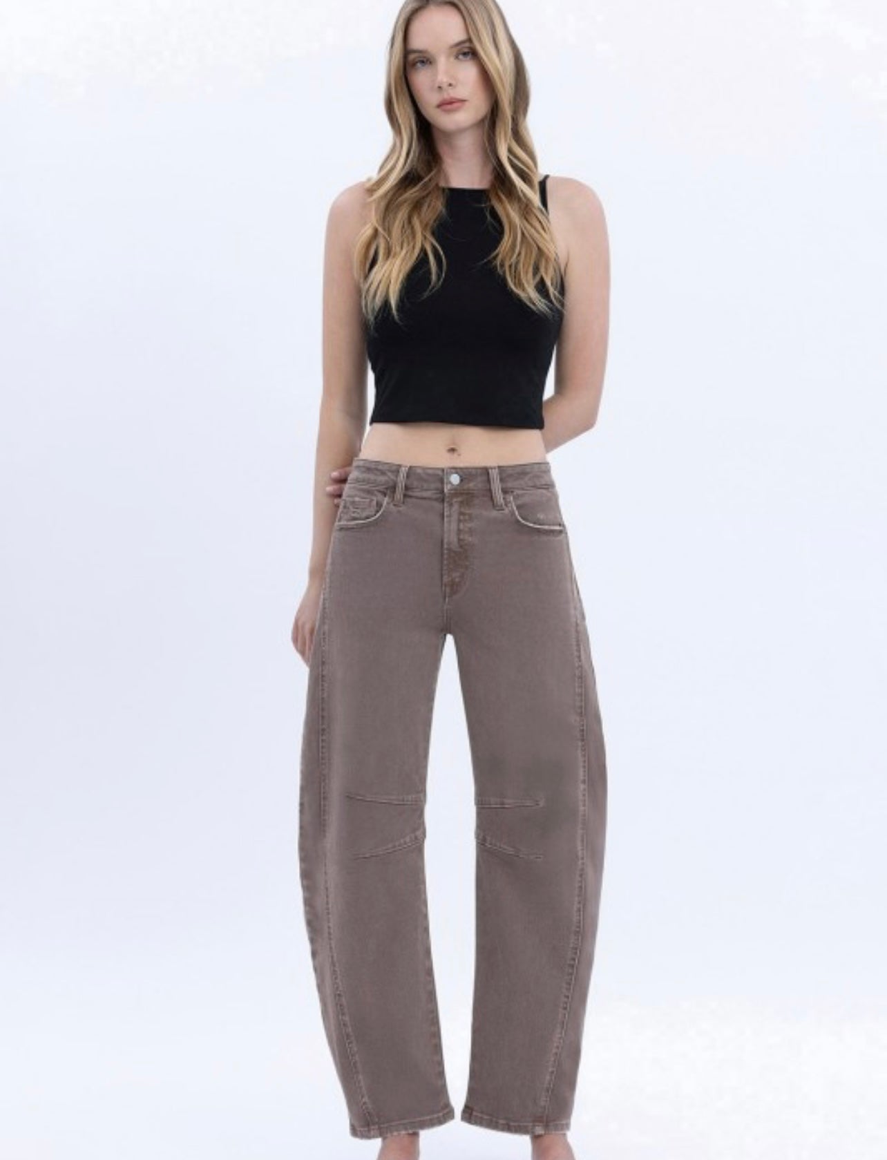 FM High Rise Cropped Barrel Jean