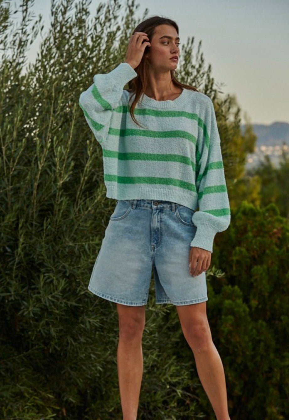 Drop Shoulder Stripe Top