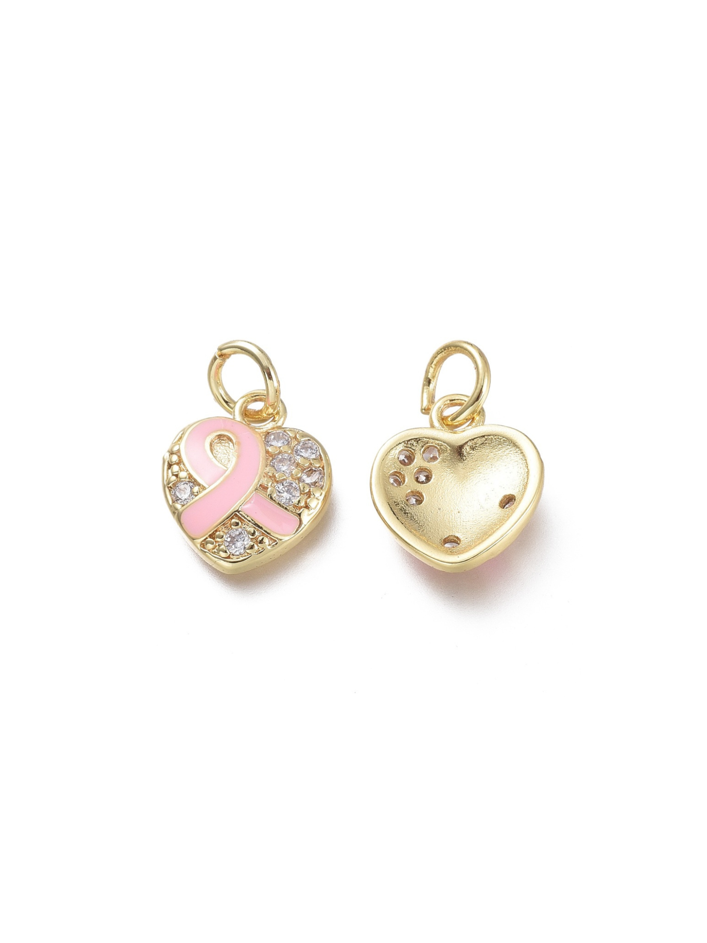 Breast Cancer Ribbon Heart Charm