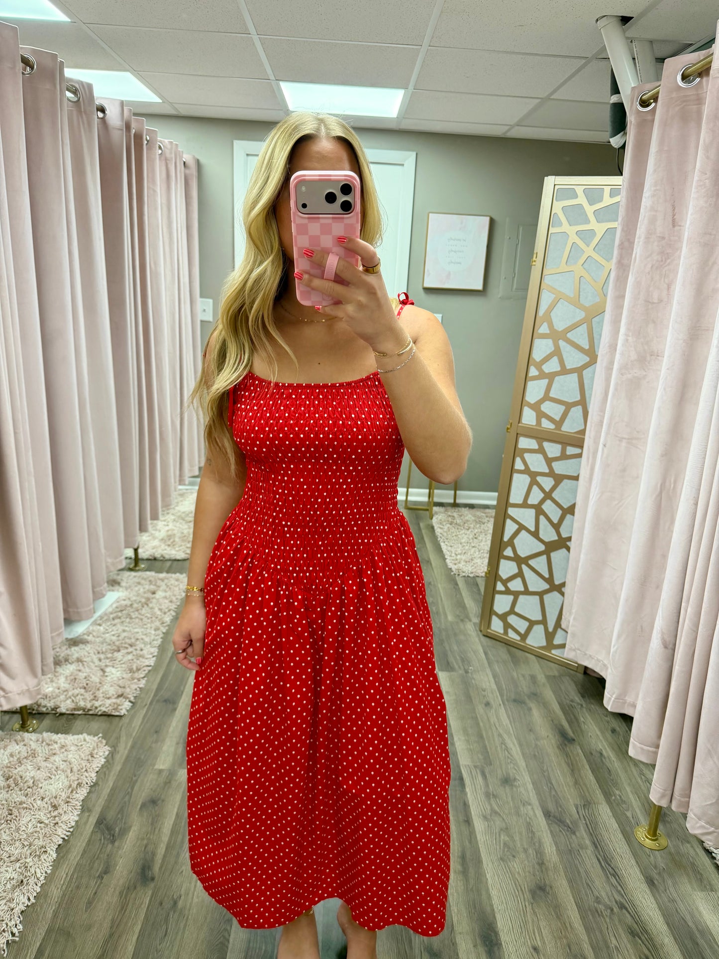 Polka Dot Smocked Dress