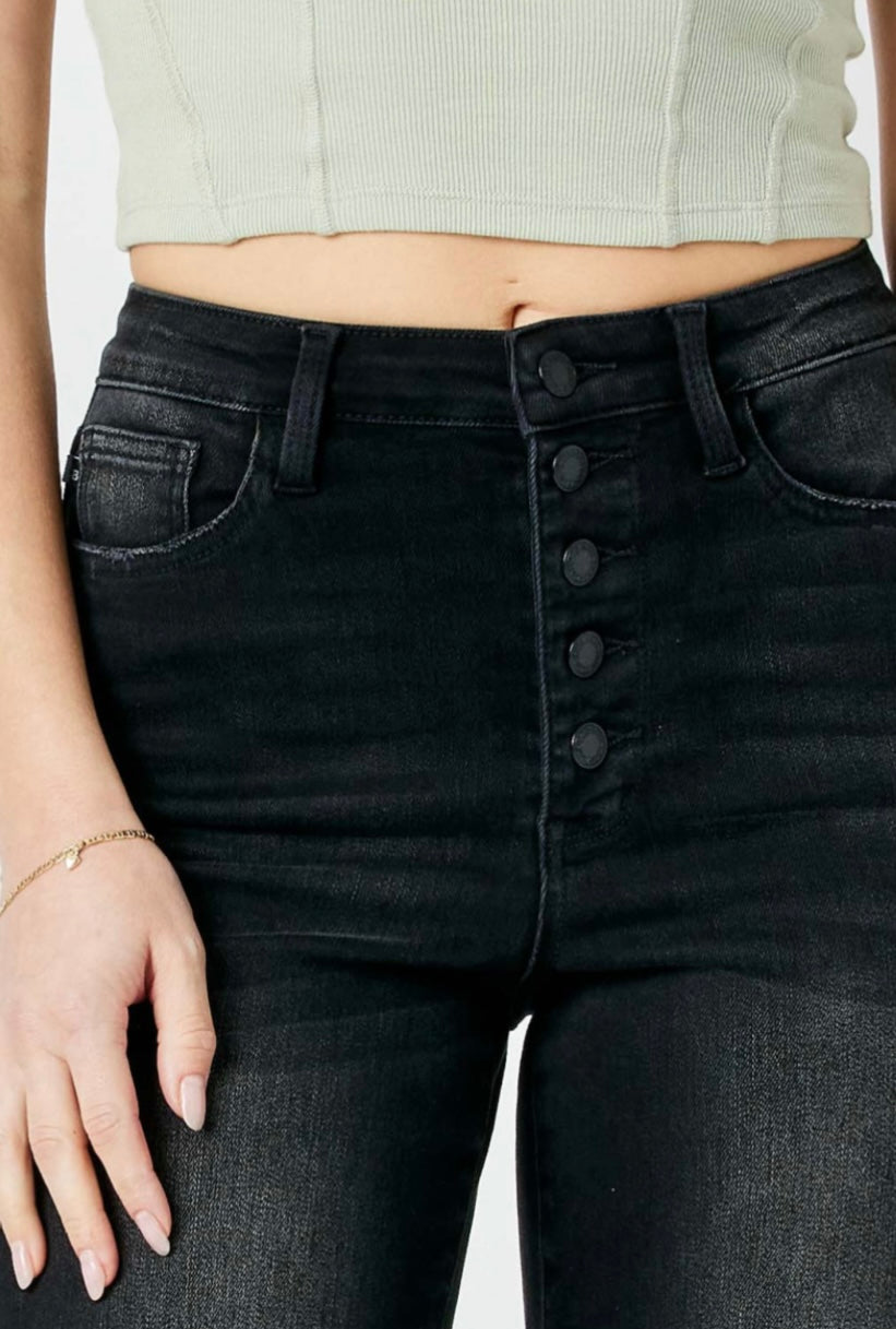 Judy Blue Raw Hem Crop Wide Jean