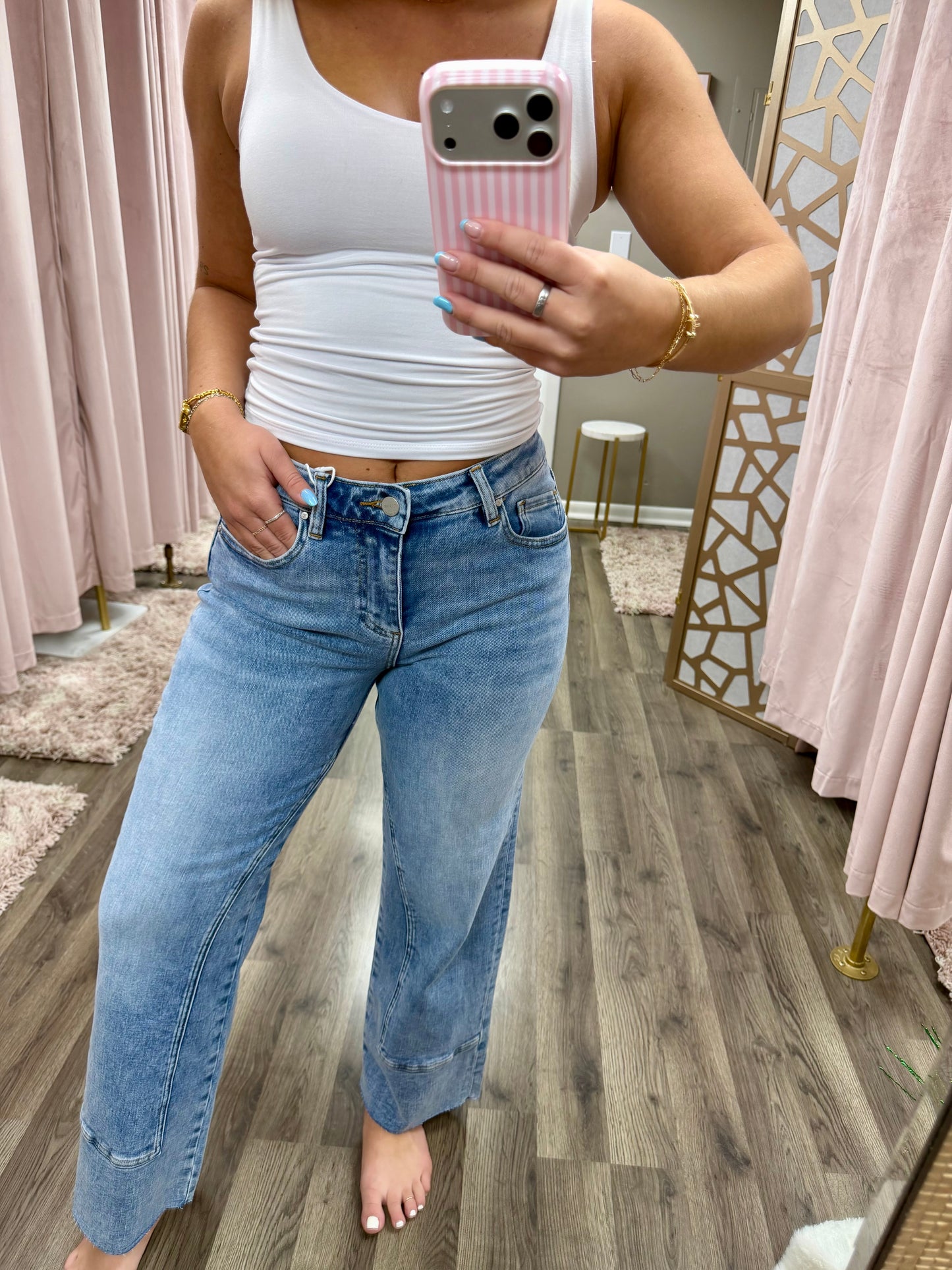 Risen Ankle Straight Seam Jean