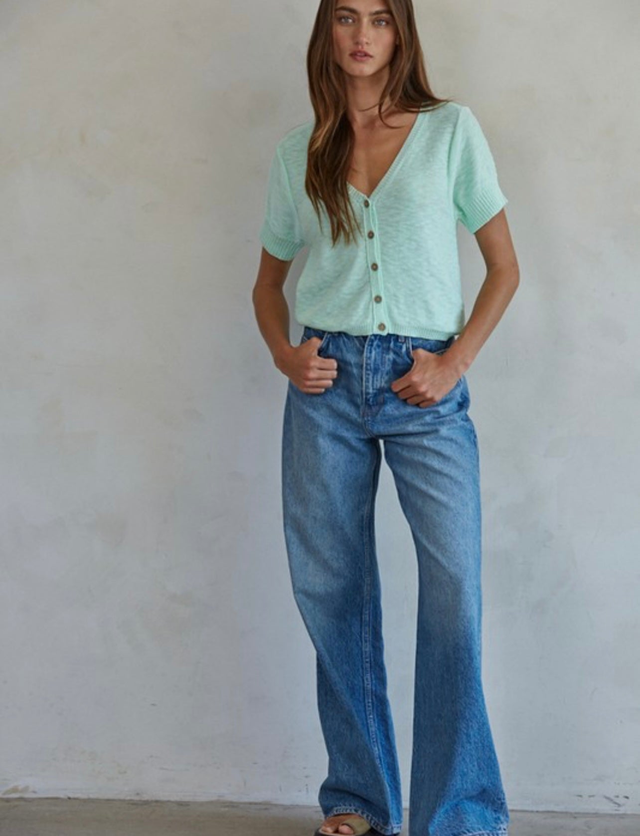 Button Up Short Sleeve Cardigan