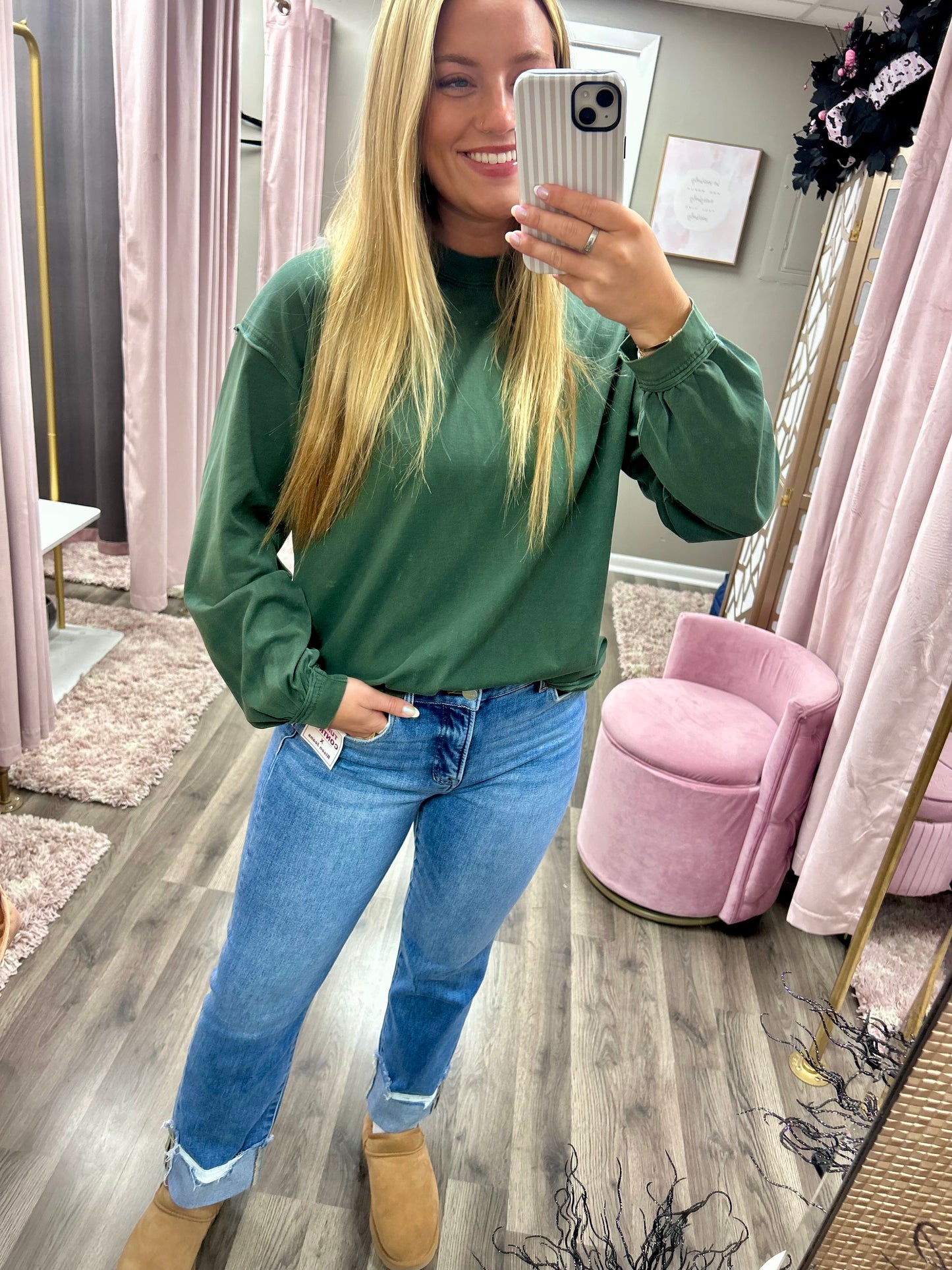 Risen High Rise Straight Cuffed Jean