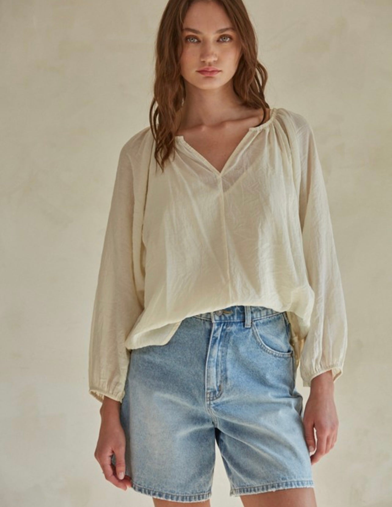Split Neck Blouse Top