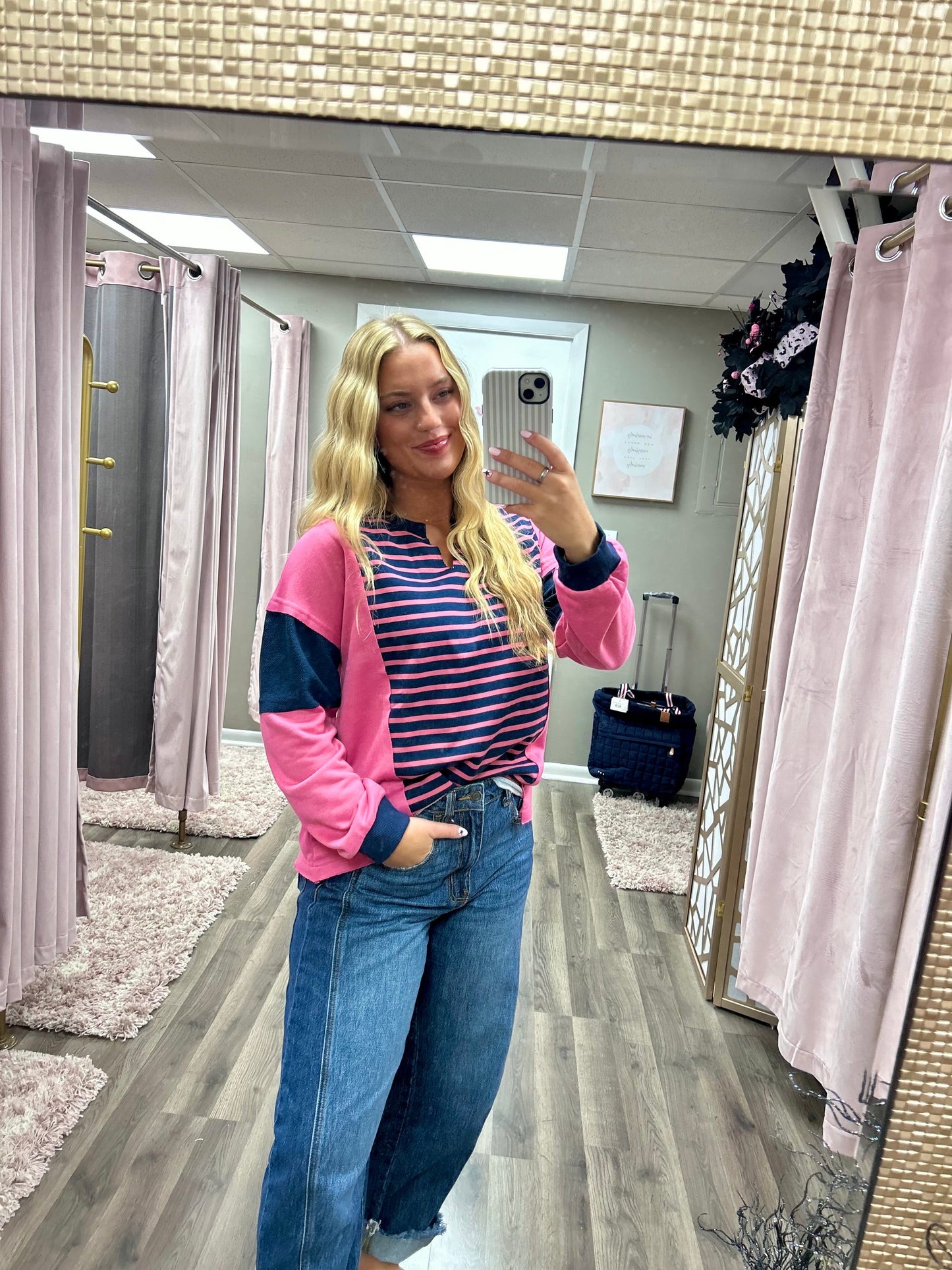 Striped Color Block Oversized Top