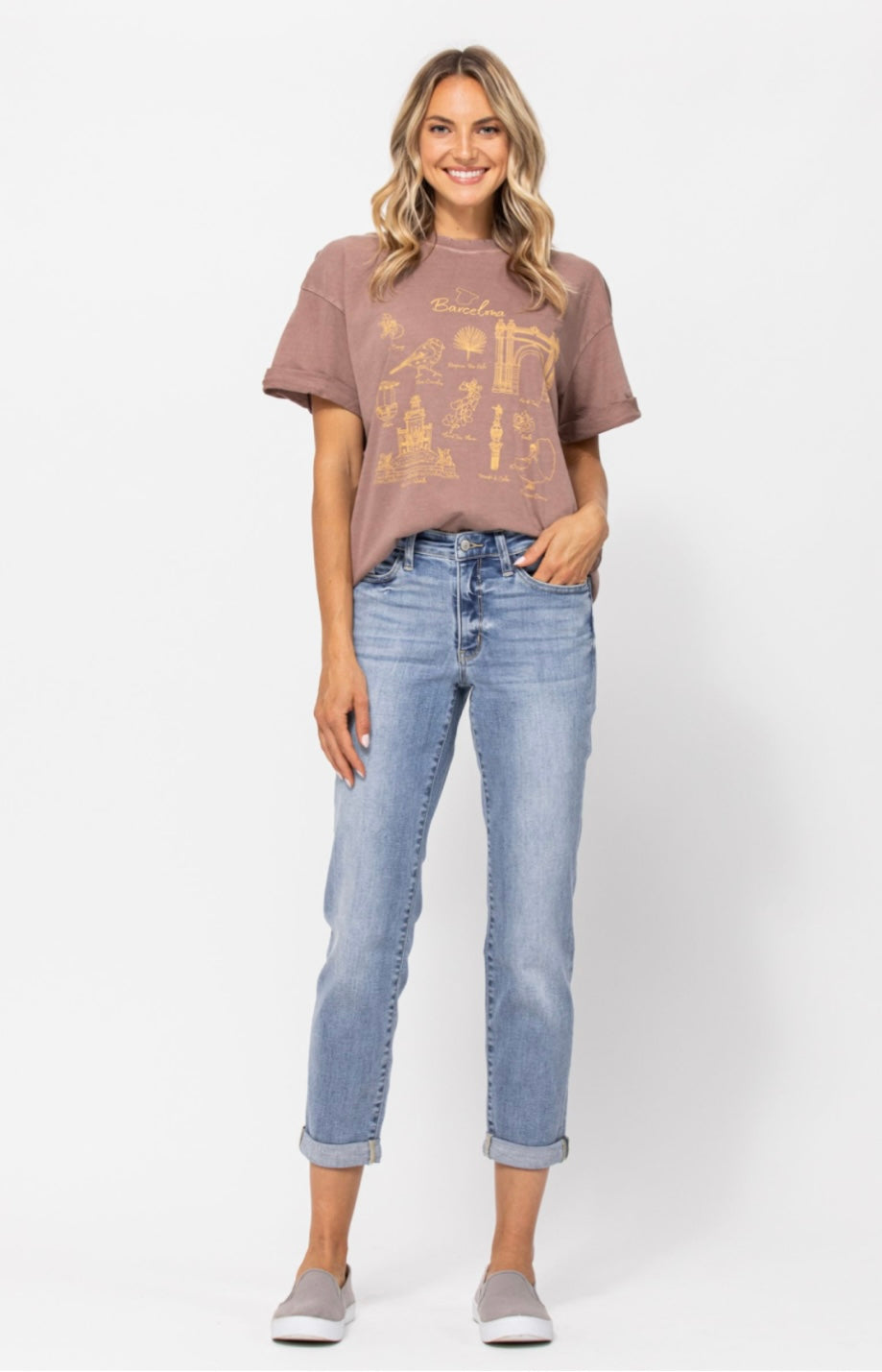 Judy Blue Bleach Wash Boyfriend Jean
