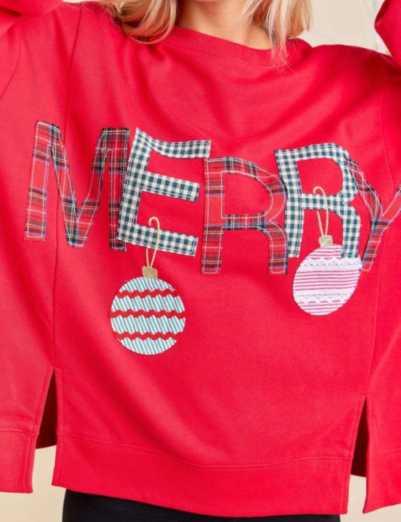 Merry Patchwork Oversized Crewneck