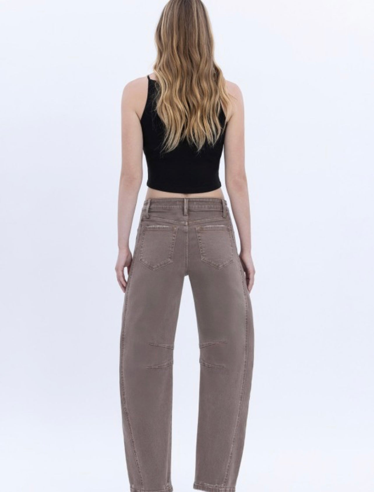 FM High Rise Cropped Barrel Jean