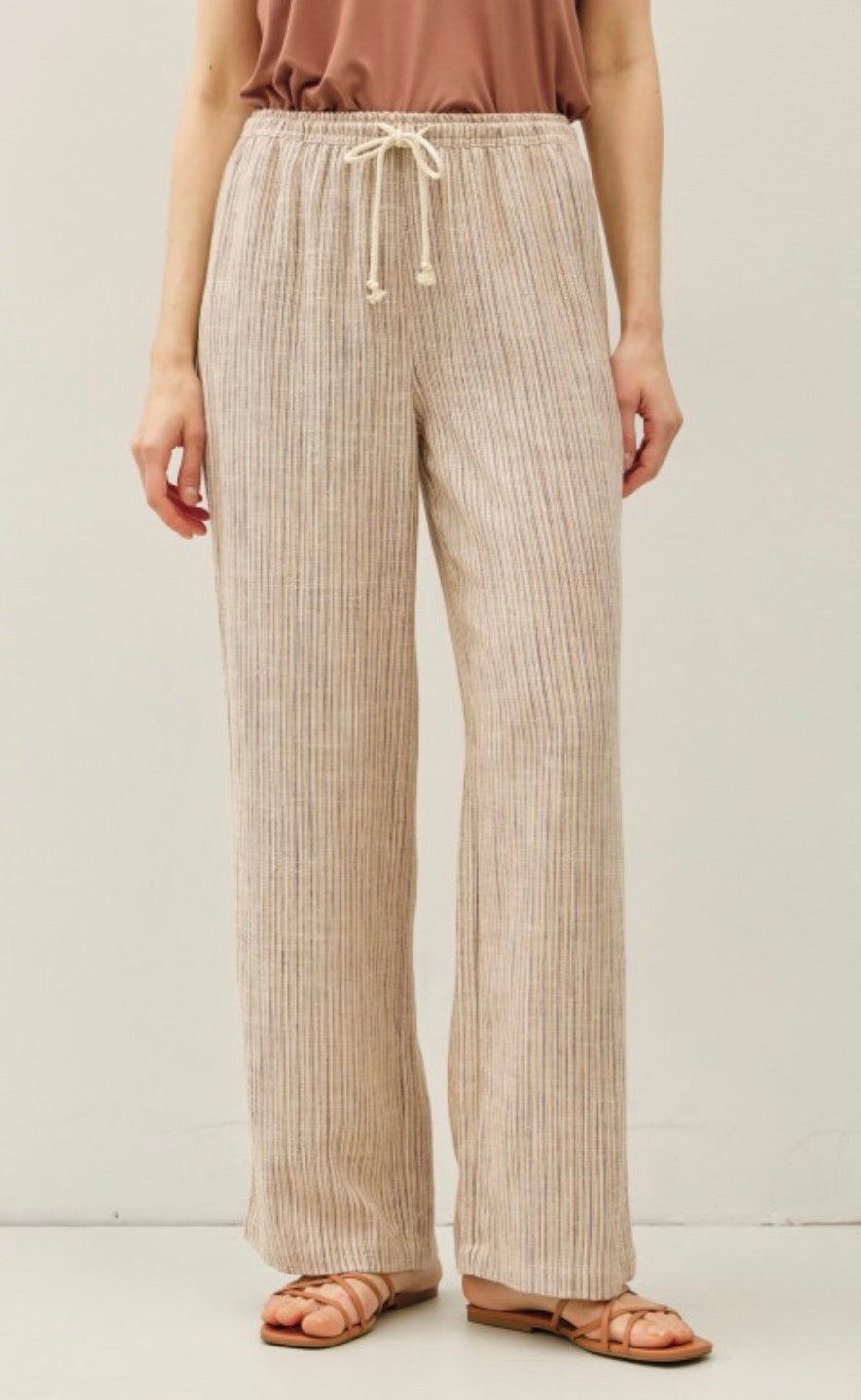 Textured Stripe Linen Pant