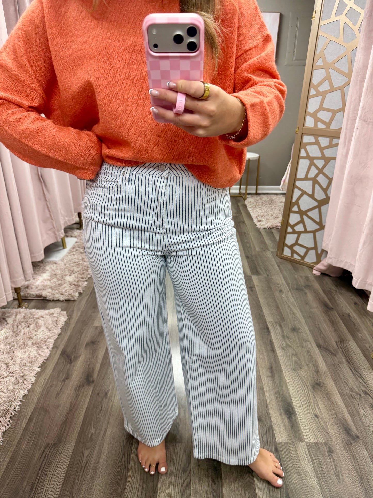 Comfort Stretch Striped Straight Pant