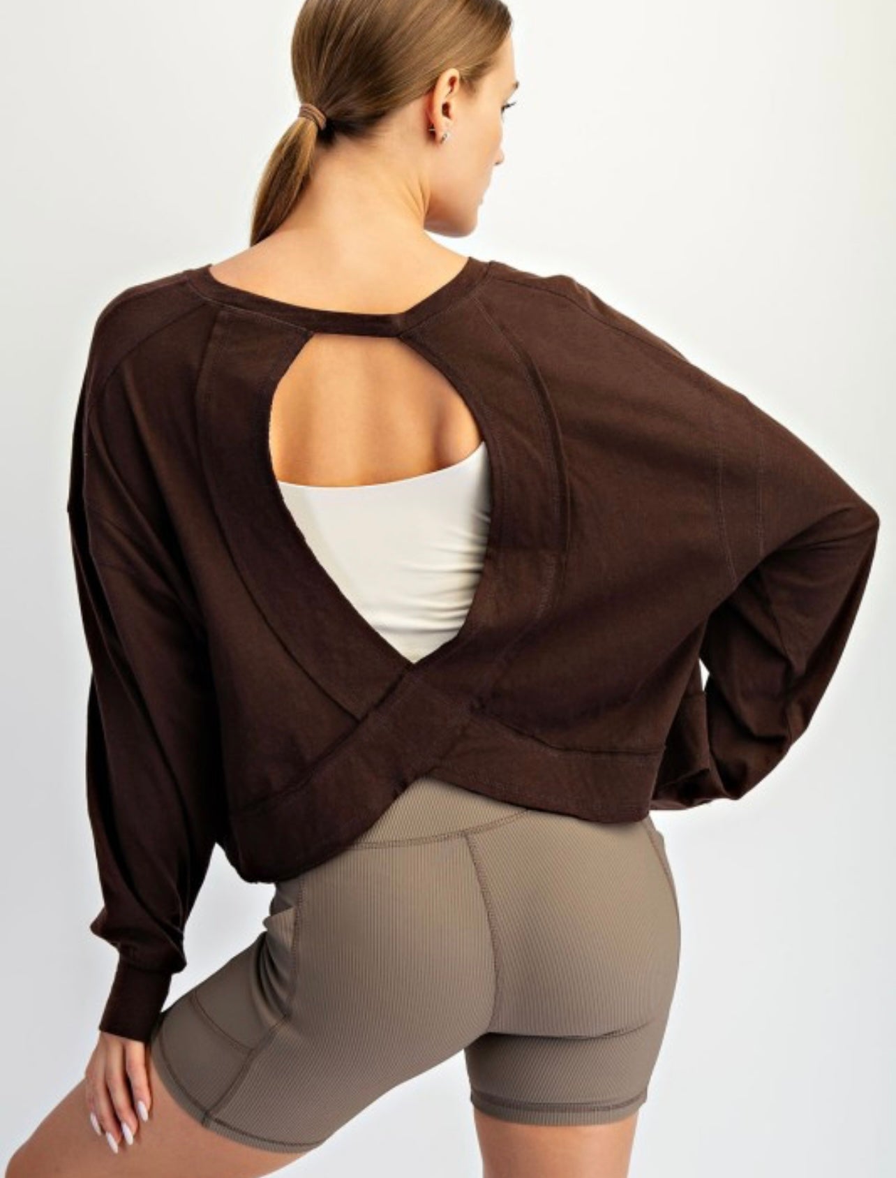 Cotton Open Back Long Sleeve