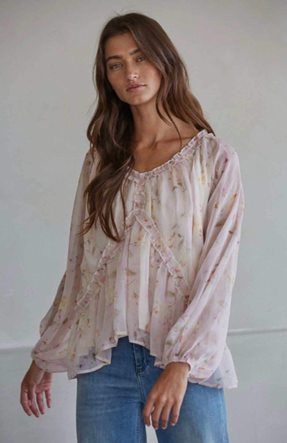 V Neck Floral Woven Top