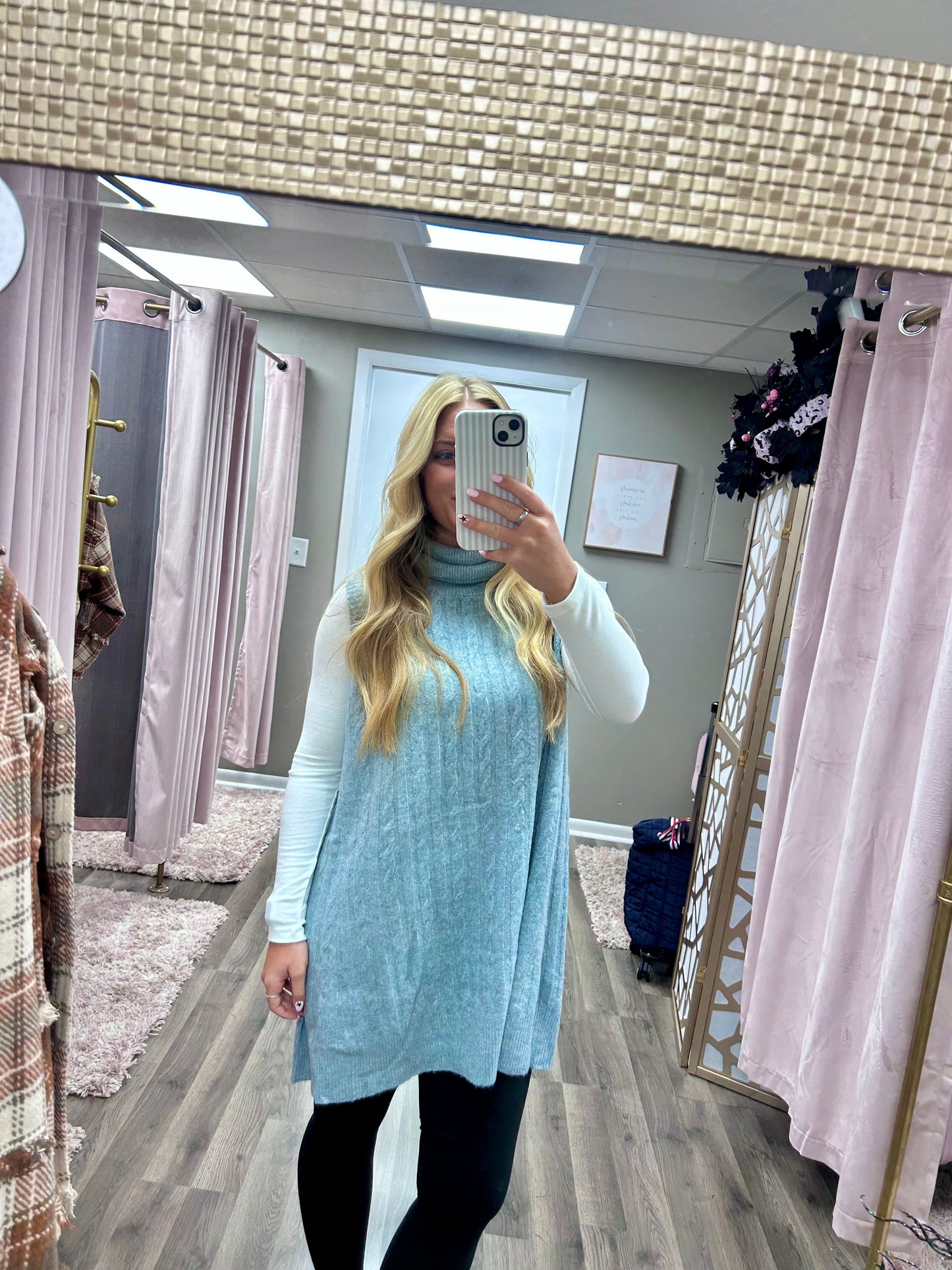 Cable Knit Turtleneck Tunic