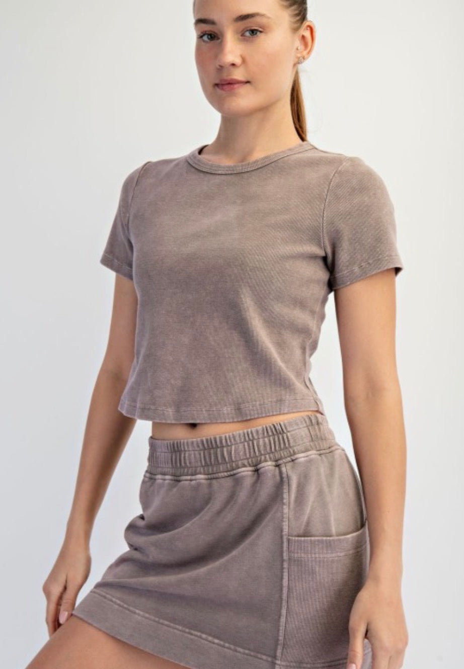Rib Short Sleeve Top