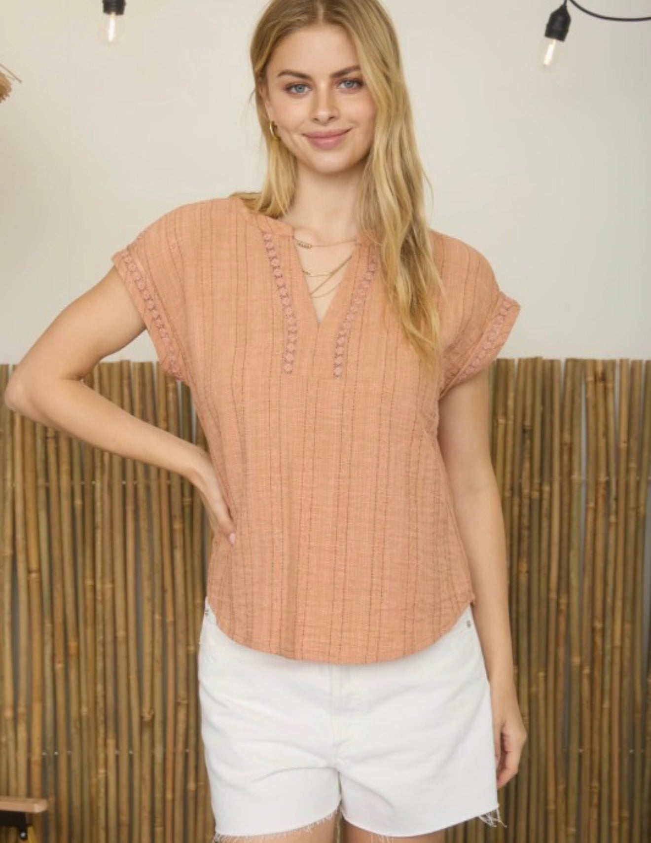 Woven Pattern Line Lace Top