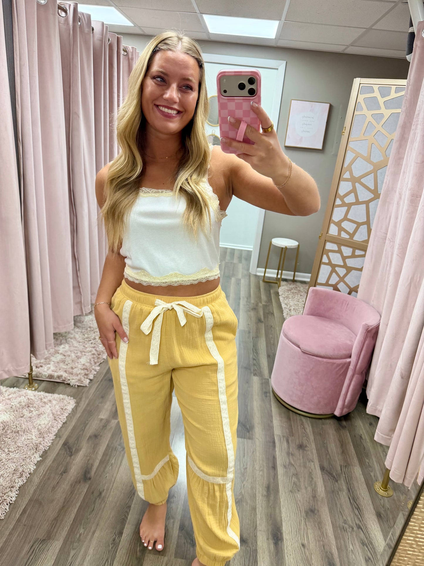 Lace Trimmed Balloon Pants