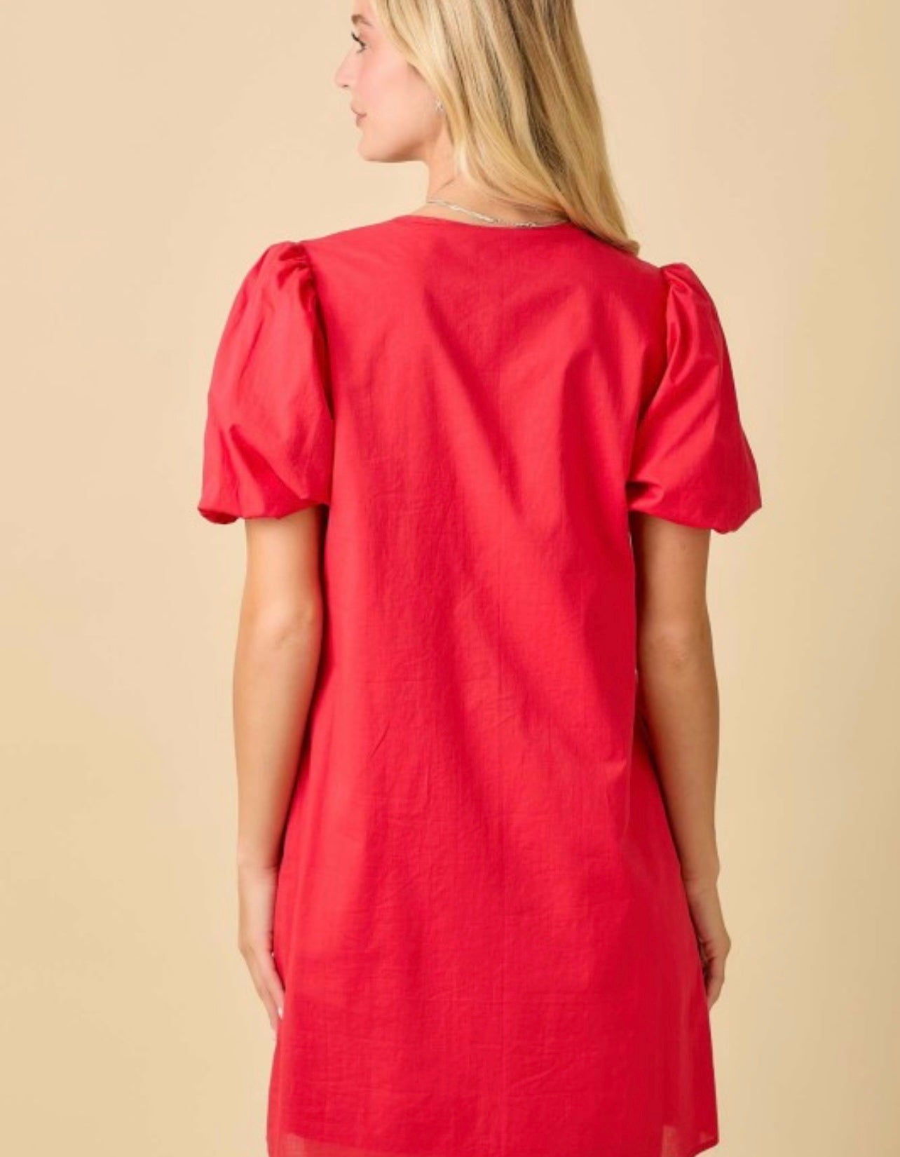 Pintuck Bubble Sleeve Mini Dress