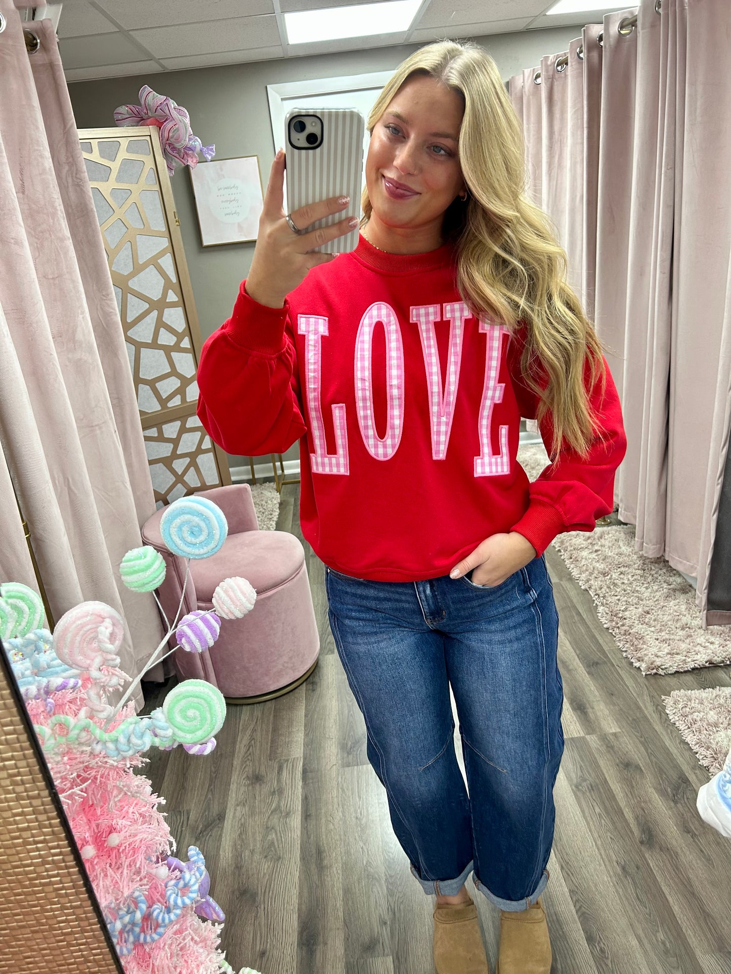 Check Love Patched Sweatshirt