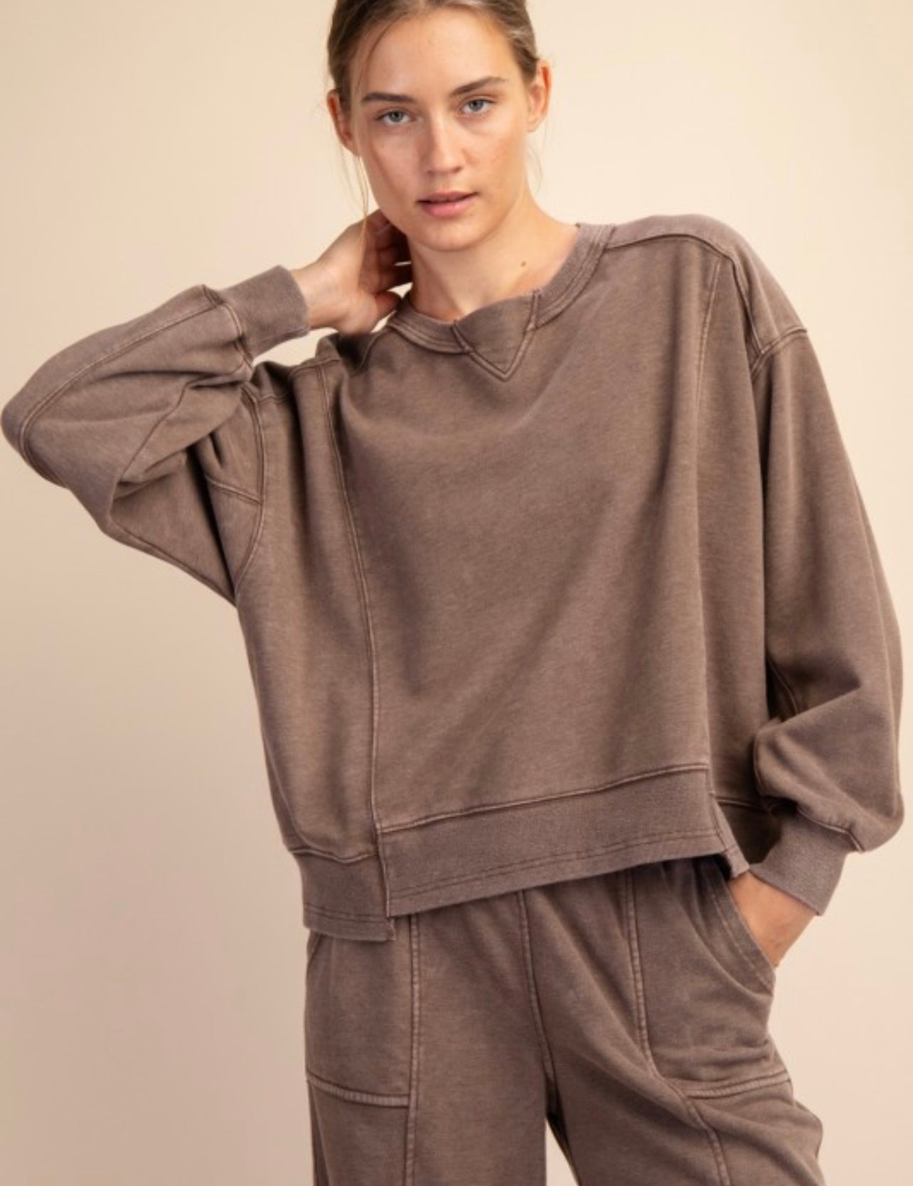 French Terry Crew Neck Pullover