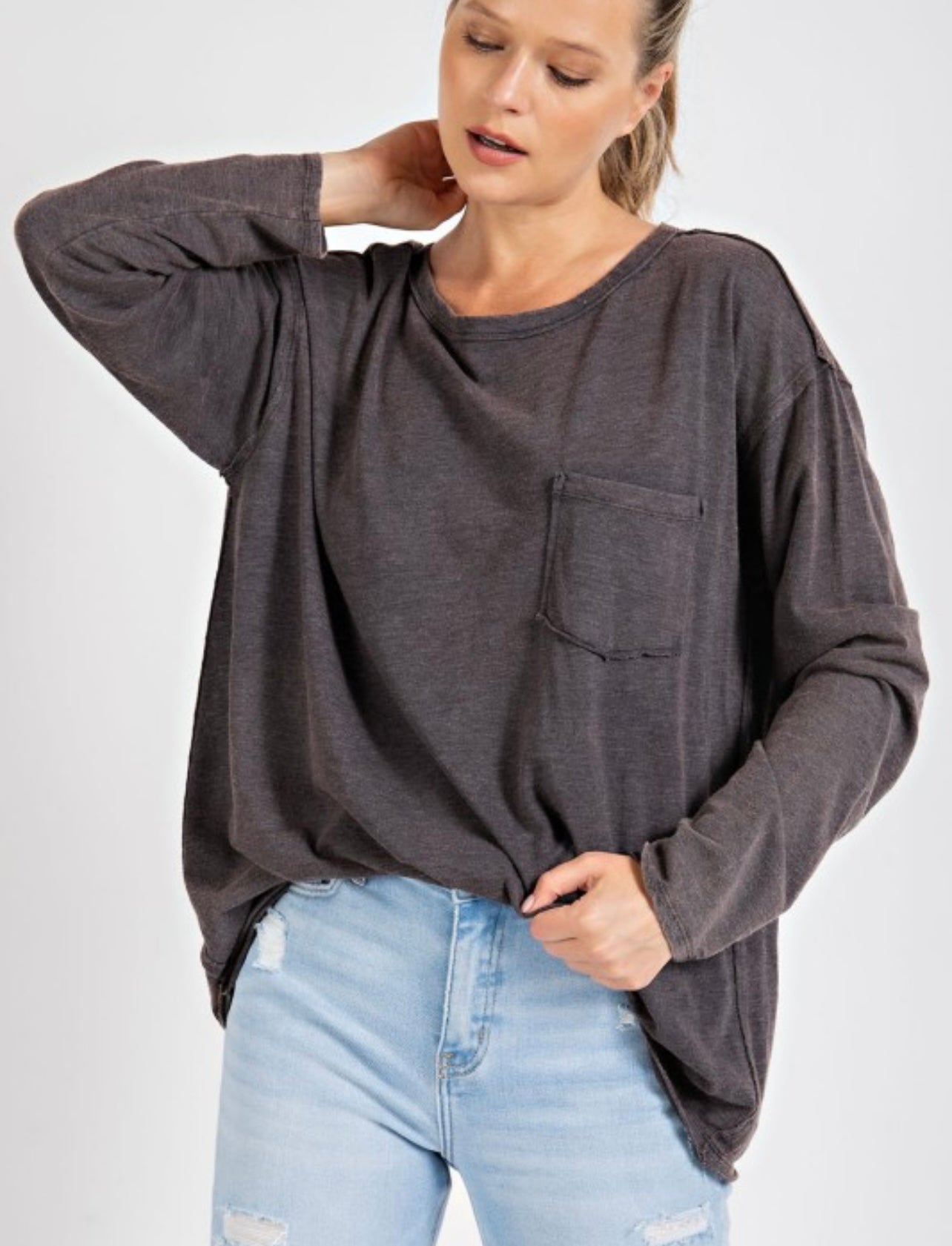 Mineral Wash Round Neck Top