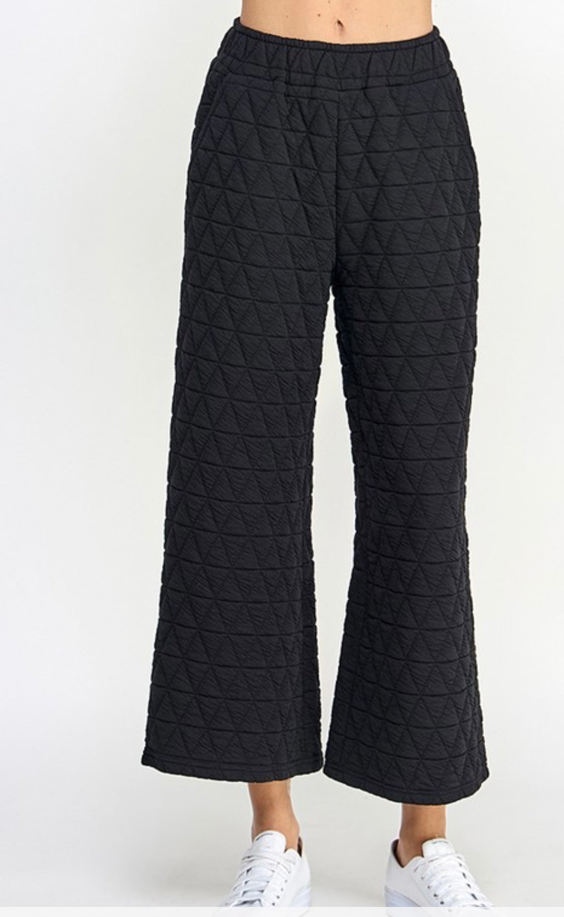 Quilted Cropped Wide Pants