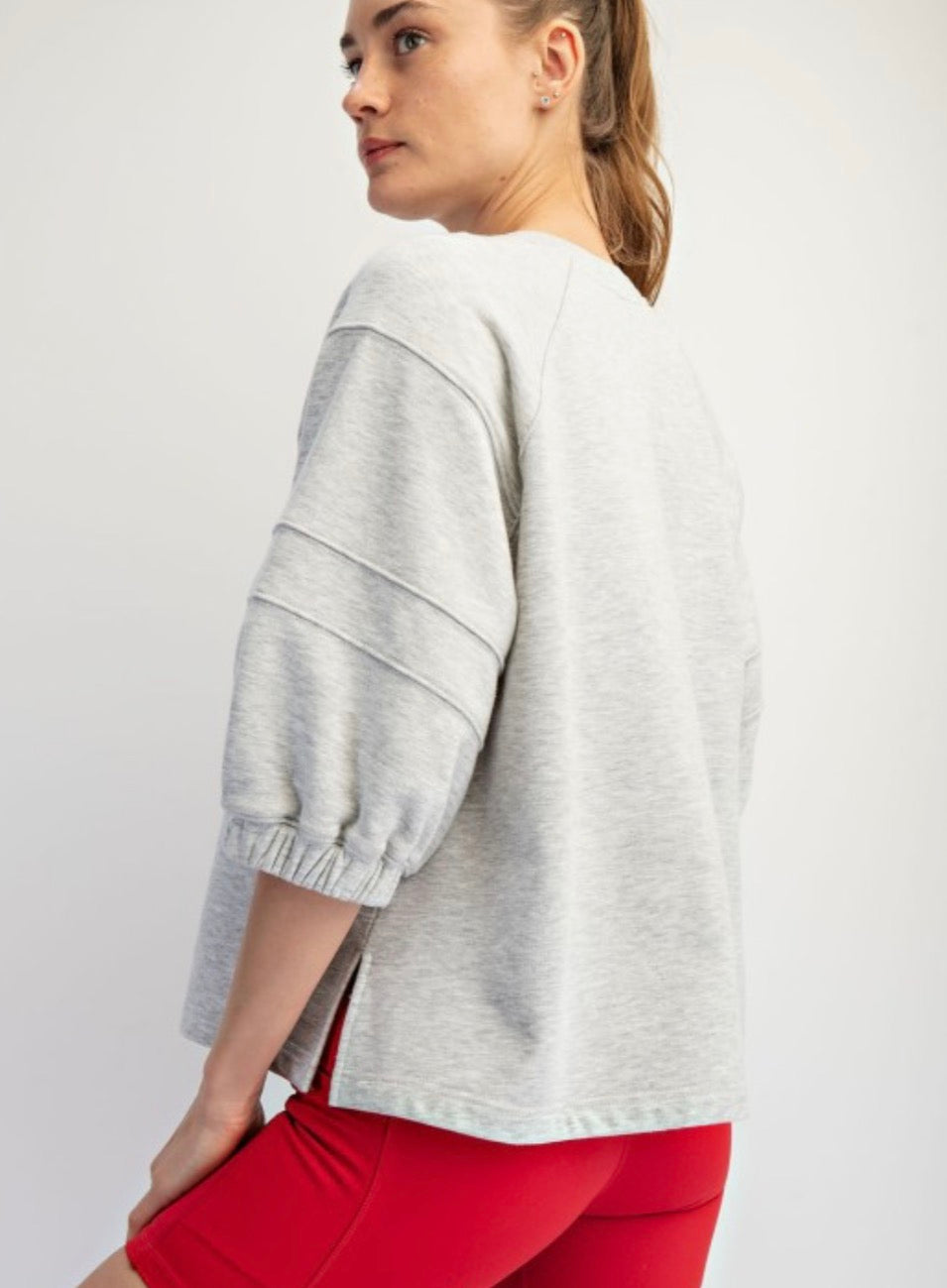 French Terry Bubbled Sleeve Top