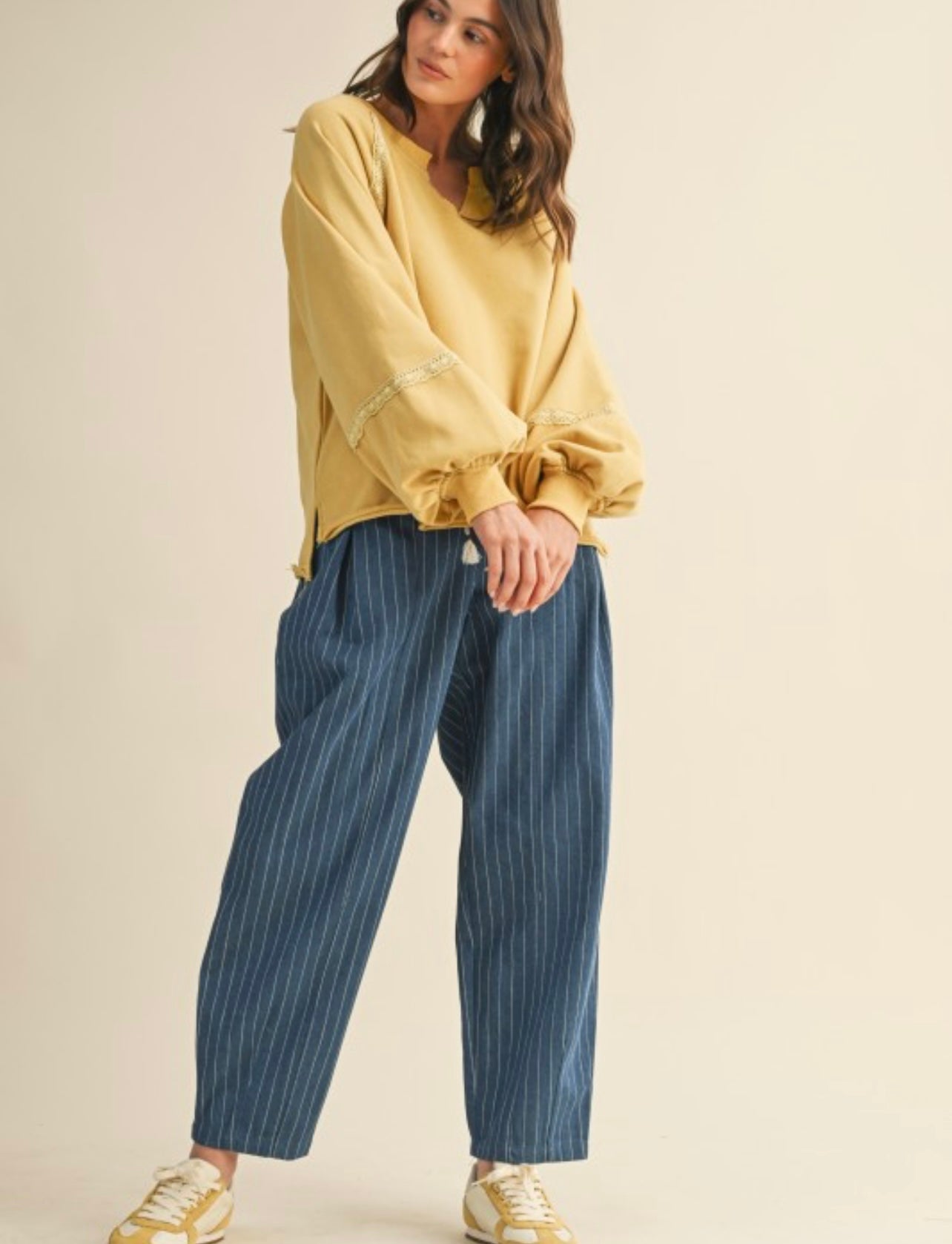 Pin Stripe Barrel Loose Fit Pant