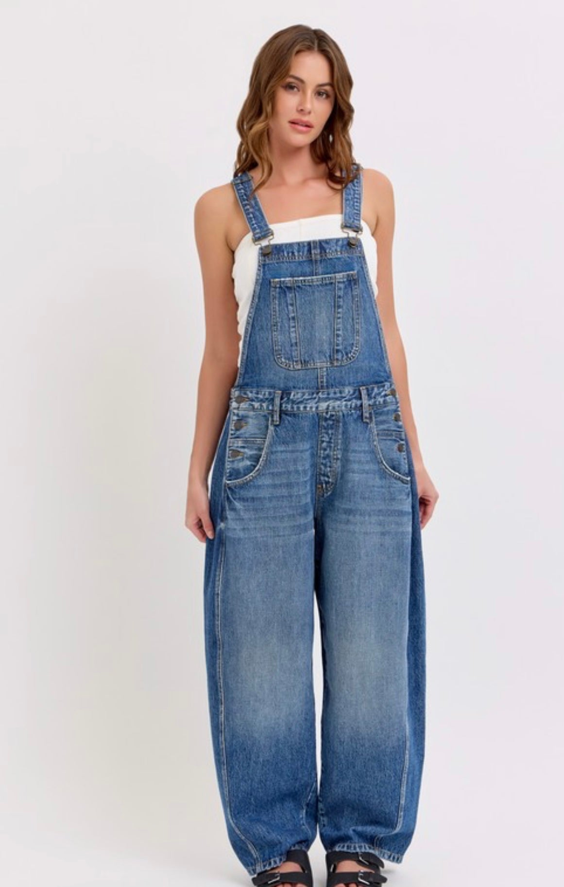 Cello Mid Waisted Barrel Overalls