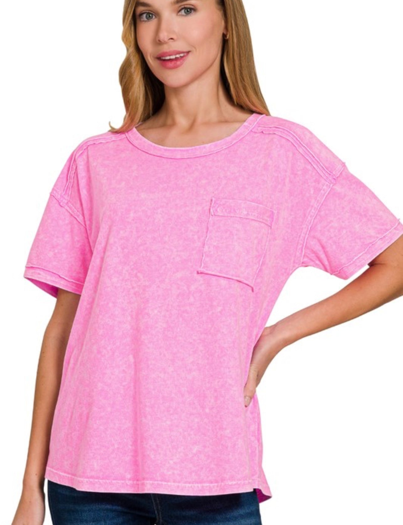 Acid Wash Round Neck T Shirt