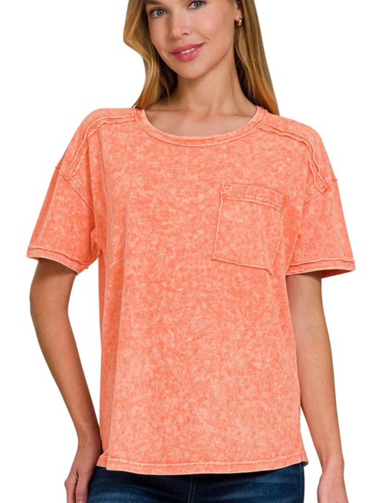 Acid Wash Round Neck T Shirt