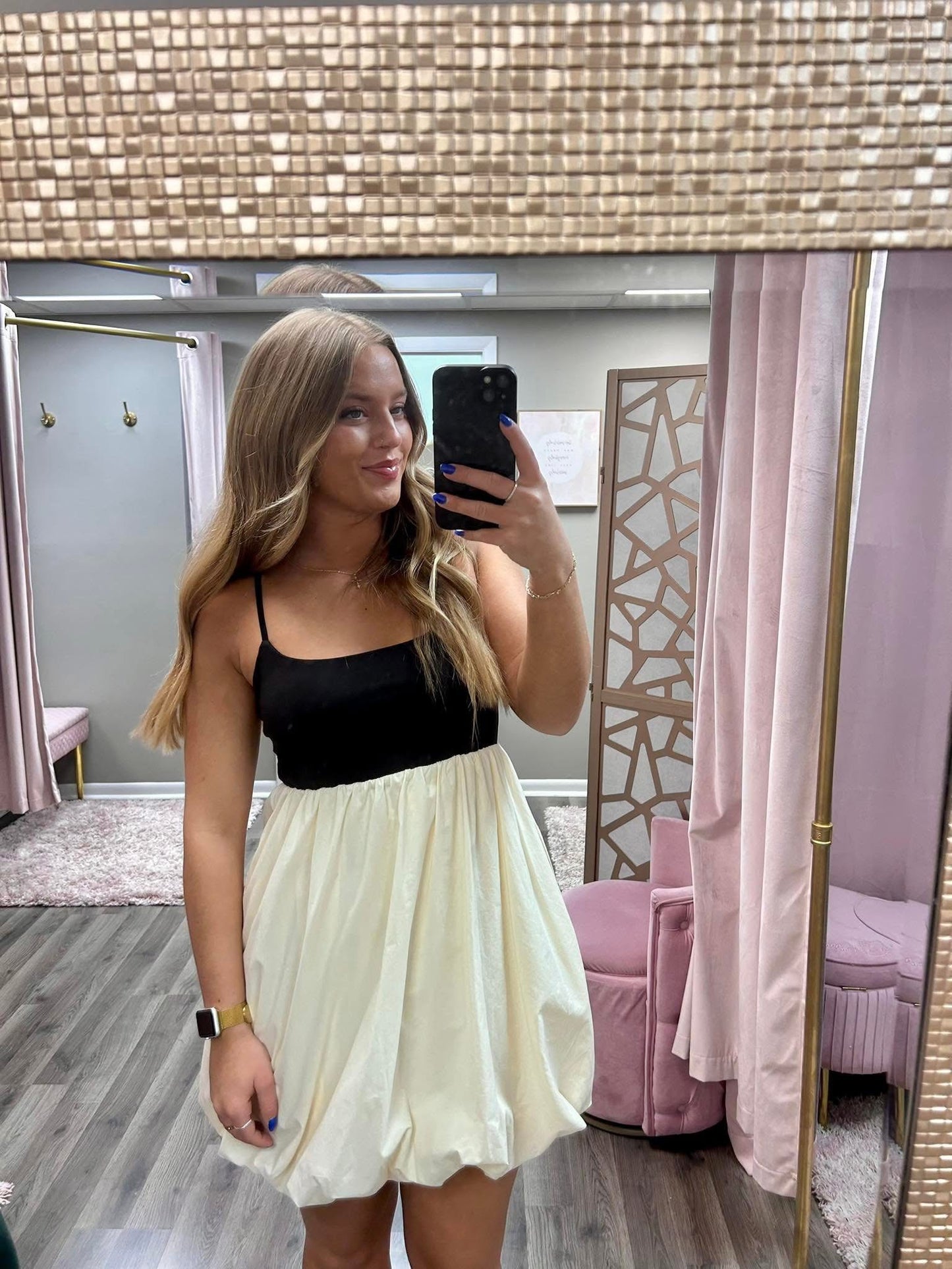 Contrast Bubble Hem Dress