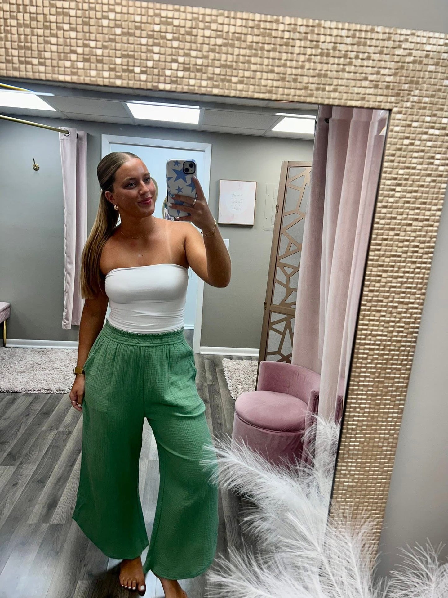 Cotton Gauze Wide Leg Pants