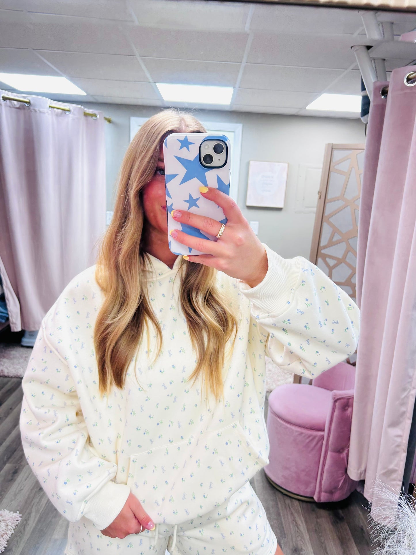 Floral Bow Print Sweatshirt