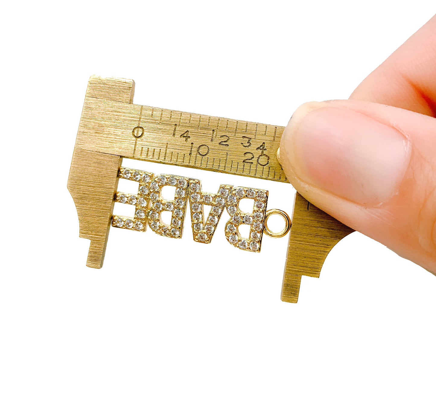 Gold Filled Babe Word Charm Pendant CZ Micro Pave, CP1043