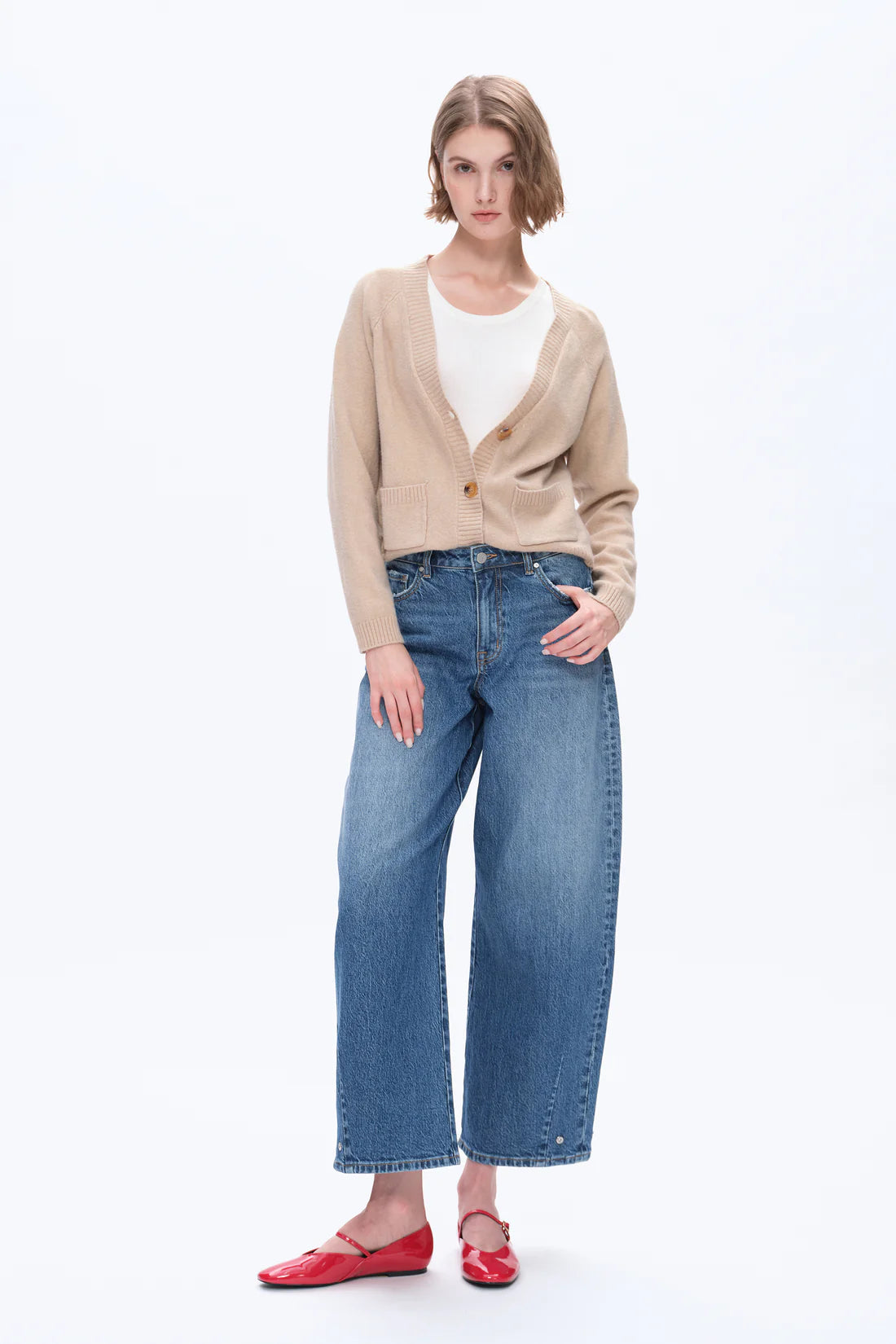 Bayeas Mid Rise Barrel Jean