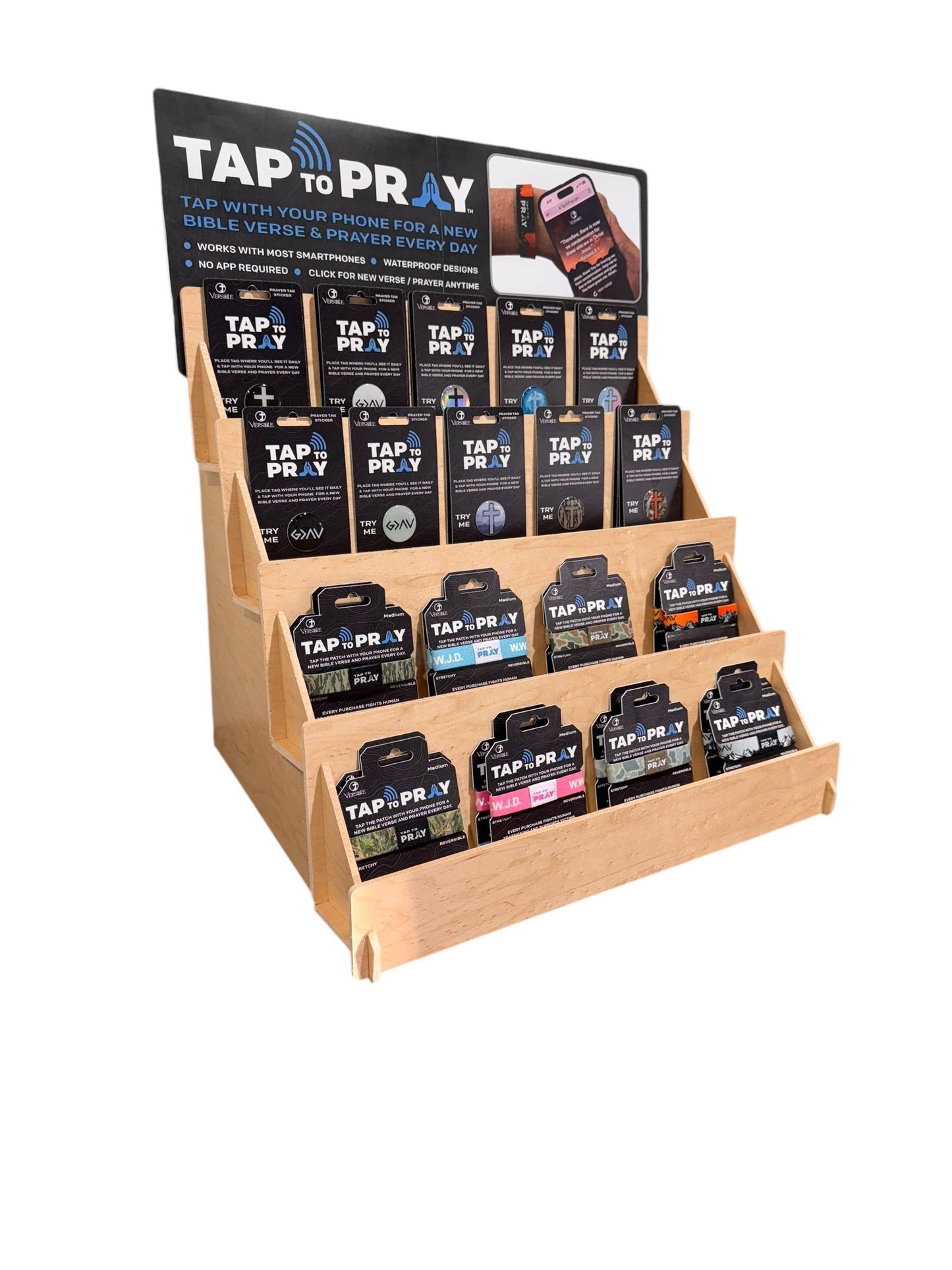 Tap To Pray™ - Prayer Tag Stickers: Black + Cross