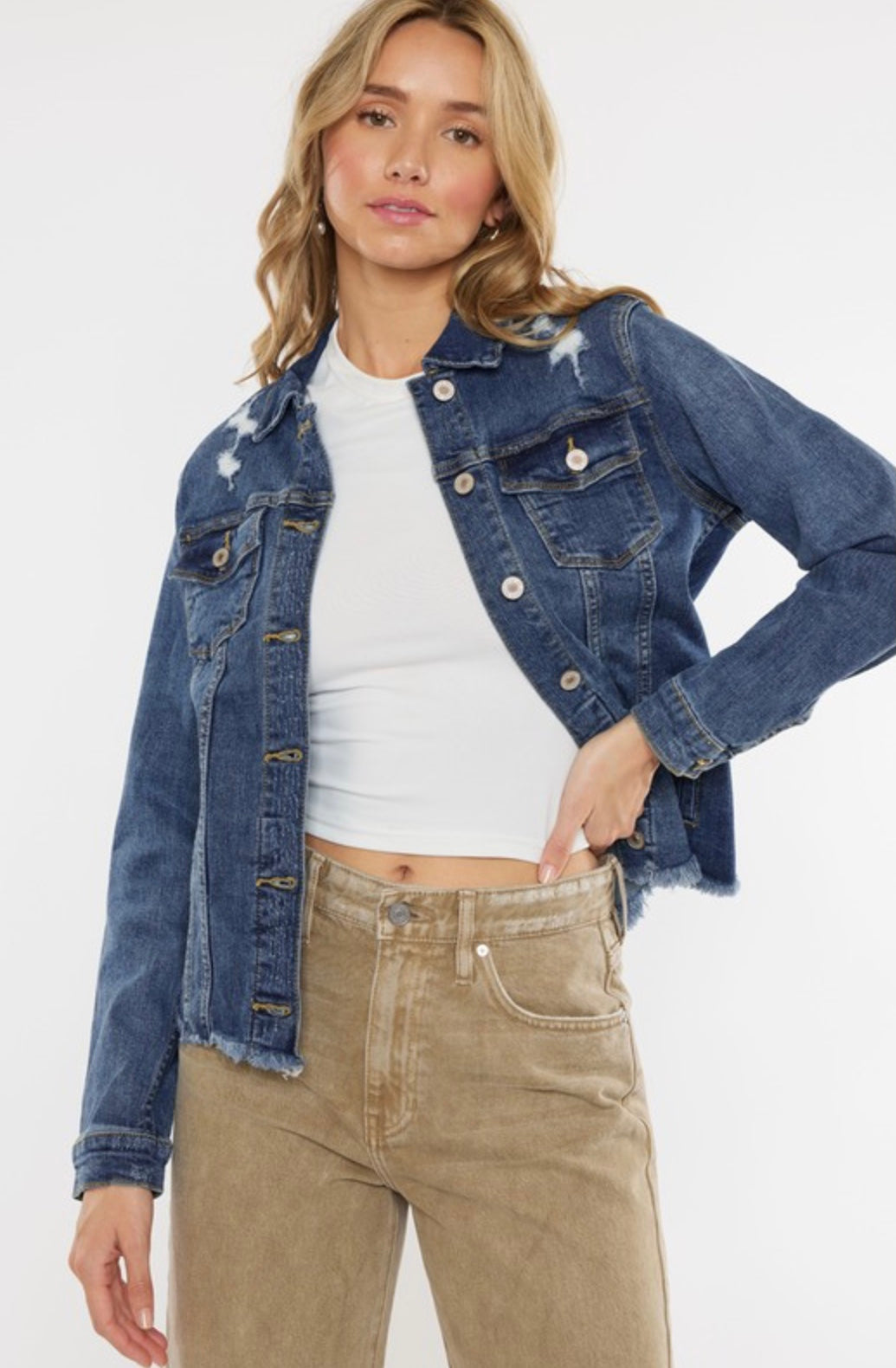 Kancan Dark Fray Denim Jacket