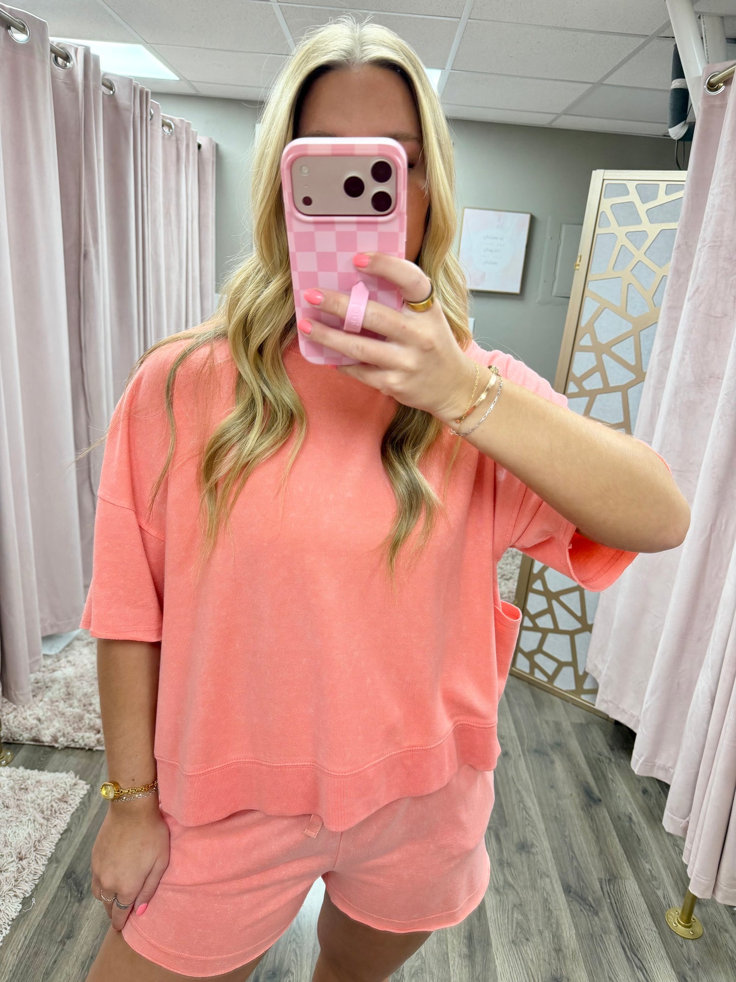 Mineral Wash Casual Tee & Short Set
